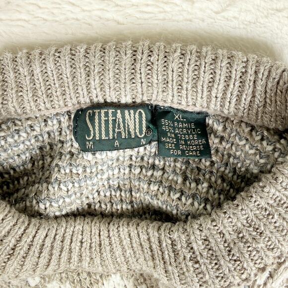 Stefano Man Sweater Crewneck L Retro Vtg Grandpacore Grunge Indie Nerd Academia - Picture 2 of 6